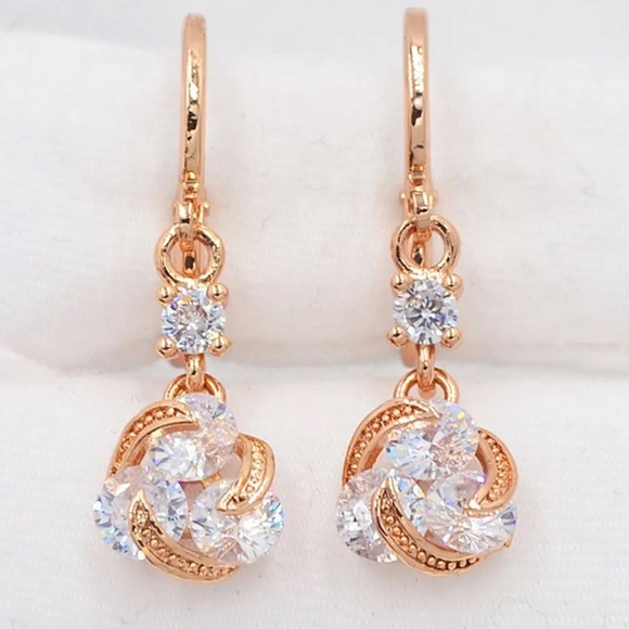 Jewelry - 18k Gold Filled Clear Mystic Topaz Knot Drop Dangle Earrings